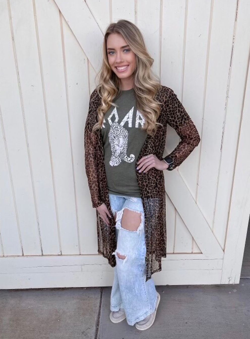 Sheer Leopard Print Cardigan